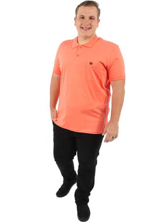 Camisa Polo Plus Size Masculina Lisa com Punho Rosa