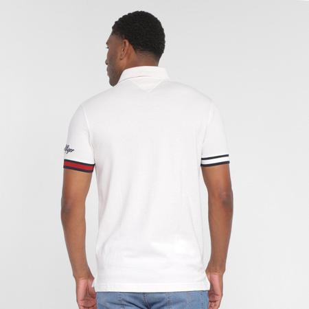 Tommy Hilfiger Camisa polo masculina manga curta com estampa de