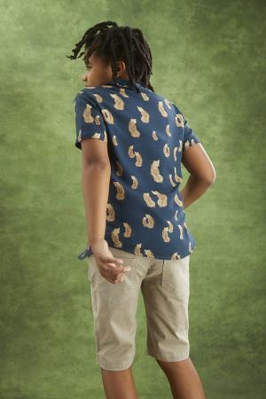Camisa Rafael Menino Estampada Manga Curta Azul Escuro - Ópera Kids Imagem de Camisa Rafael Menino Estampada Manga Curta Azul Escuro