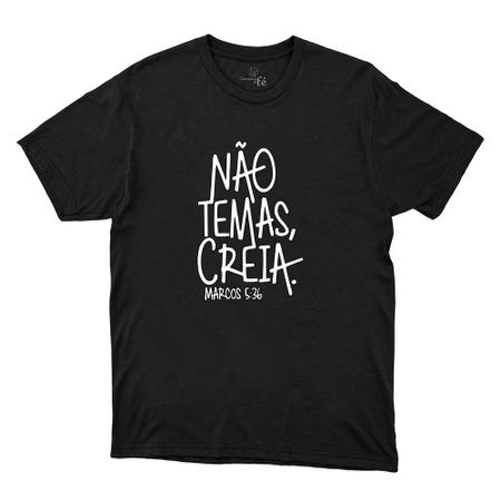 Imagem de Camisa Religiosa de Algodao Masculina Não Temas Creia Basica Gola Redonda Evangelizaçao