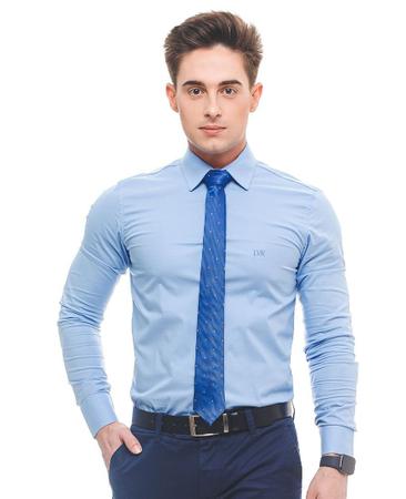 Camisa Social Azul Beb Super Slim Masculina LEVOK Camisa e