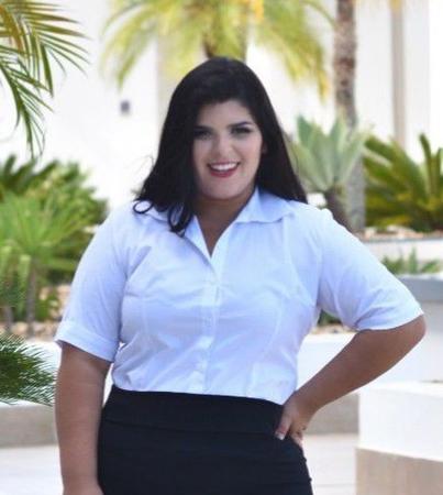 Camisa social feminina plus size manga curta tricoline Lady s