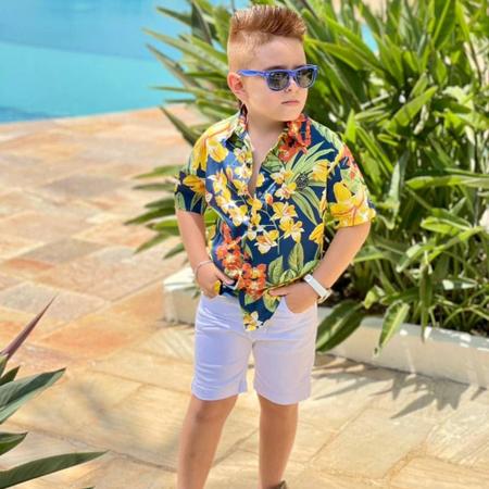 Camisa social estampada infantil sales