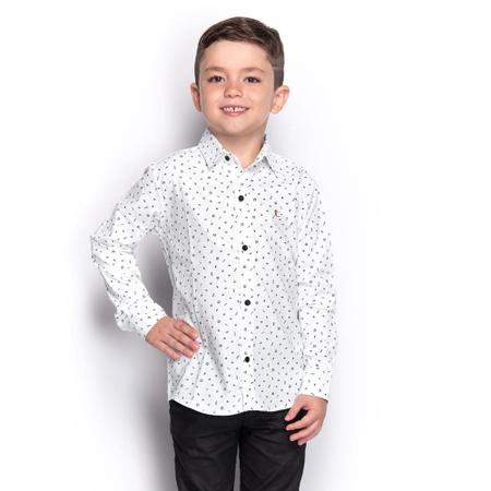 Camisa Social Infantil Menino Manga Longa Naval Bot o Casual