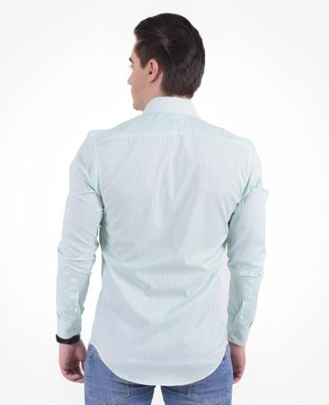 Imagem de Camisa Social Listrada Masculina Slim Verde