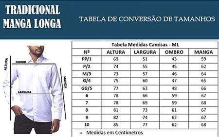 Medida de camisas masculinas sale