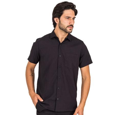 Camisa Social Manga Curta Masculina Moda Elegante Casual - Safira