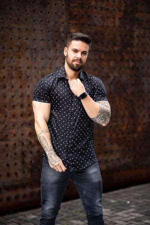 Camisa Social Masculina Manga Curta Tricoline Slim Fit Luxo