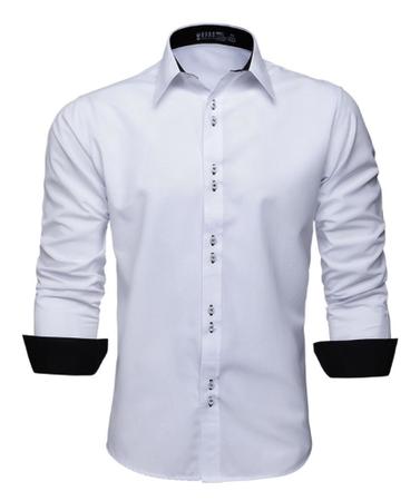 Imagem de Camisa Social Masculina Manga Longa Lisa Slim