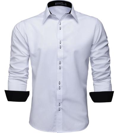 Imagem de Camisa Social Masculina Manga Longa Slim Botões Duplo Branca M14-10