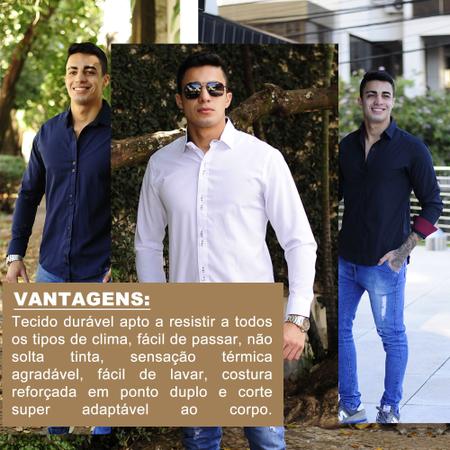 Imagem de Camisa Social Masculina Manga Longa Slim Botões Duplo Branca M14-10