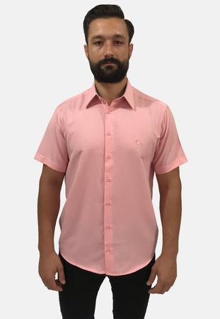 Camisa social store manga curta rosa