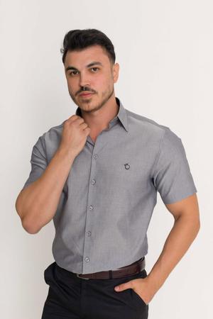 Camisa Social Masculina Olimpo Maquinetada Manga Curta Olimpo