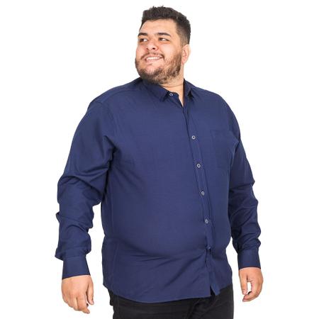 Imagem de Camisa Social Masculina Plus Size Bolso Bordado Manga Longa