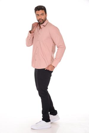 Imagem de Camisa Social Masculina Slim Fit Lisa - Tamanhos do PP ao XGG