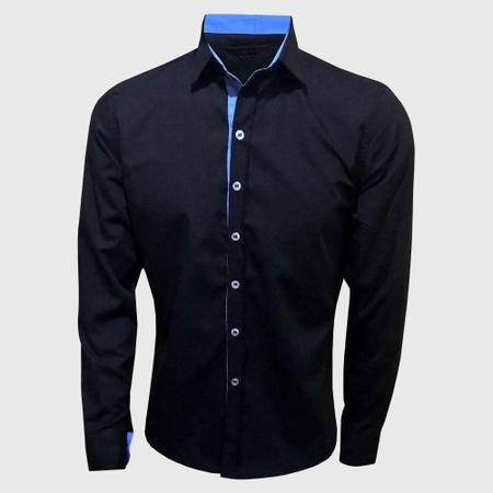 Imagem de Camisa Social Masculina Slim Fit Manga Longa Preta