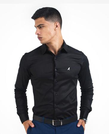 Camisas sociais hotsell pretas masculinas