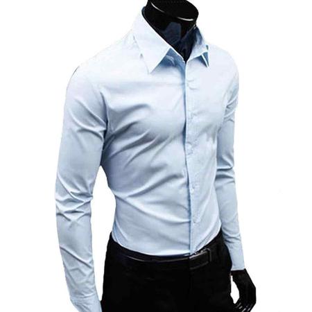 Imagem de Camisa Social Slim Fit Lisa Para Usar Com Terno Gravata ou Jeans