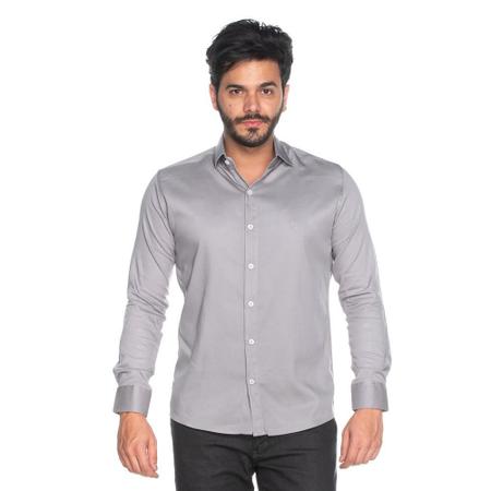 Imagem de Camisa Social Teodoro Masculina ML Super Slim Lisa Casual