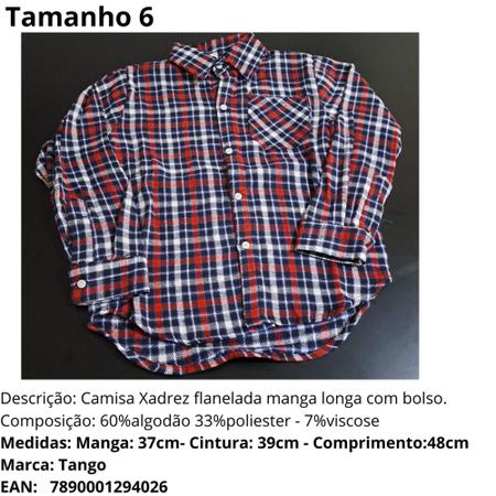 Imagem de Camisa xadrez flanelada infantil junina menino menina Tamanho 6