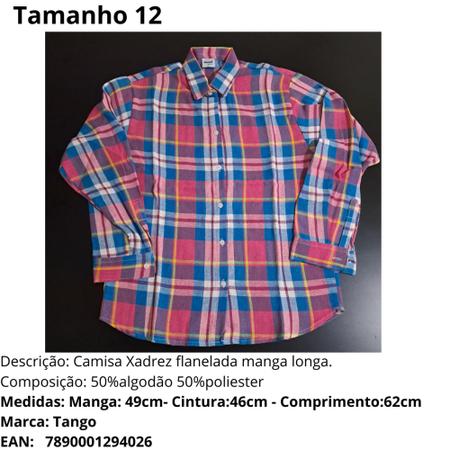 Imagem de Camisa xadrez flanelada infantil juvenil junina menina menino Tamanho 12