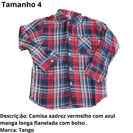 Imagem de Camisa xadrez infantil juvenil junina menina menino manga longa Tango