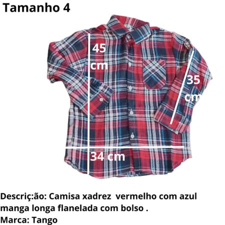 Imagem de Camisa xadrez infantil juvenil junina menina menino manga longa Tango