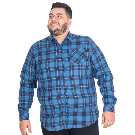 Camisa Xadrez com Bolso Manga Longa Fashion Botão Moda Inverno Masculino