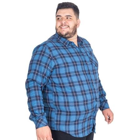 Camisa Xadrez com Bolso Manga Longa Fashion Botão Moda Inverno Masculino