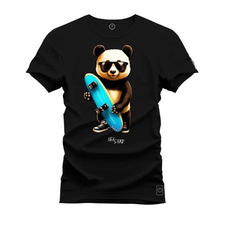 Imagem de Camiseta 100% Algodão Confortável Premium Estampada Urso Skater