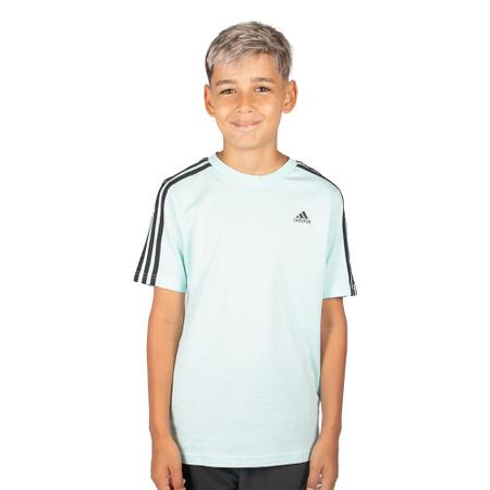 Camiseta Adidas 3 Stripes Essential Juvenil Azul Turquesa Camisa
