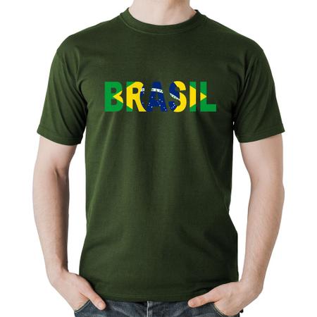 Camiseta Algodão Bandeira Brasil Letras - Foca na Moda Imagem de Camiseta Algodão Bandeira Brasil Letras - Foca na Moda