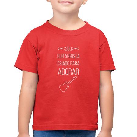 Camiseta Algodão Infantil Sou guitarrista criado para adorar - Foca na Moda Imagem de Camiseta Algodão Infantil Sou guitarrista criado para adorar - Foca na Moda
