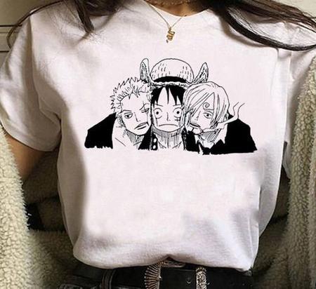 Camiseta Roblox Macaco One Piece D. Luffy vinsmoke sanji clipe anime  impressão camiseta feminina verão rua casual estiramento magro camisetas  básicas