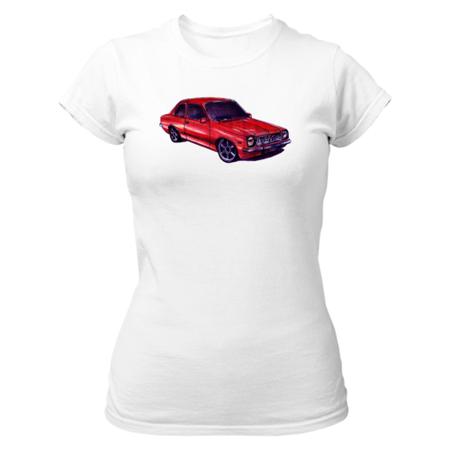 Imagem de Camiseta Baby Look Divertida Chevette vermelho segunda geração à lapis