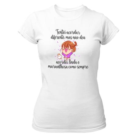 Imagem de Camiseta Baby Look Divertida Irônico tentei acordar diferente