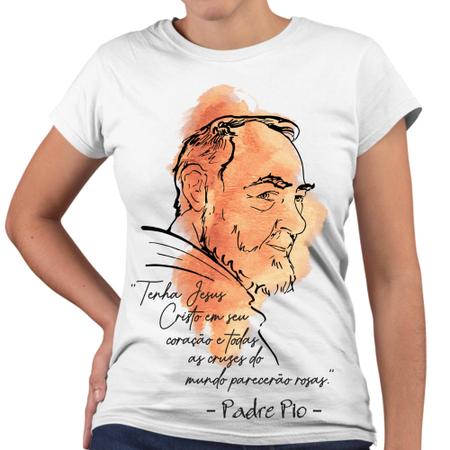 Camiseta Baby Look Padre Pio Tenha Jesus Cristo em seu Coração - Web Print Estamparia Imagem de Camiseta Baby Look Padre Pio Tenha Jesus Cristo em seu Coração