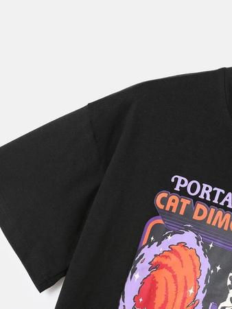 Imagem de Camiseta Básica Unissex Terror Grunge Portal to the Cat Dimension Punk