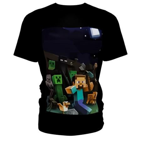 Camiseta Infantil Manga Preta - Minecraft