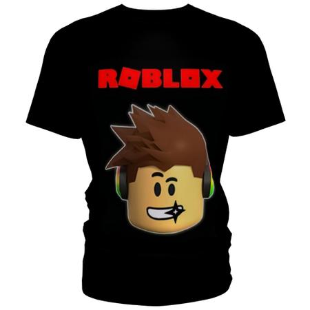 Camiseta Infantil Roblox Logo Mangas Preta