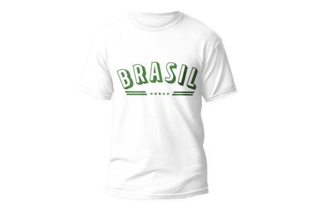 Camiseta brasil escrito em verde cor branca - PRESENTE-BRINDE