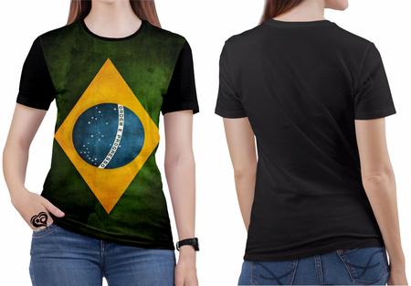 Imagem de Camiseta Brasil Feminina Bandeira America blusa Vertical