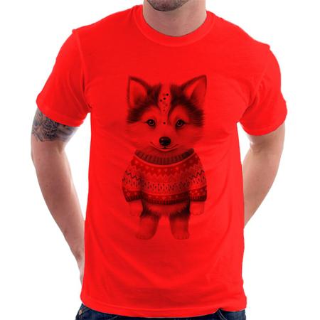 Imagem de Camiseta Cachorro Husky Siberiano Natalino - Foca na Moda