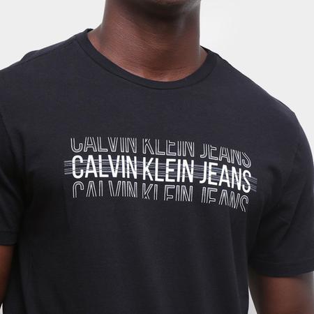 Imagem de Camiseta Calvin Klein Logo Listras Masculina