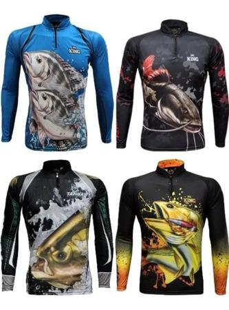 Imagem de Camiseta Camisa  Blusa De Pesca Pesqueiro Kit 4 Peças Com Proteção Solar Uv50