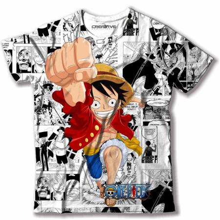 Camiseta Infantil com Estampa de Luffy One Piece - Tam 5 a 14 anos