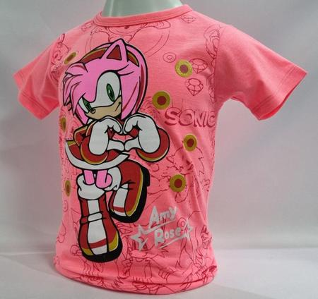 Camiseta Infantil Sonic com nome - Amy - Qualquer personagem