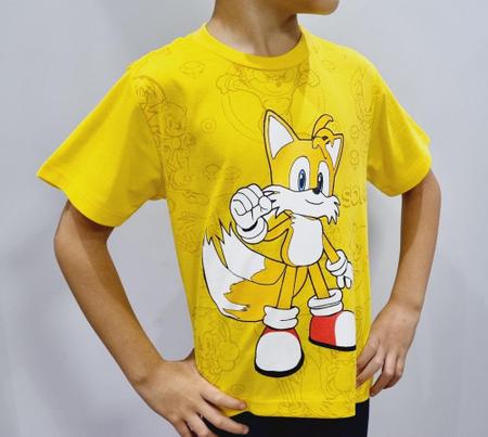 Camiseta Tails Sonic Infantil Amarela