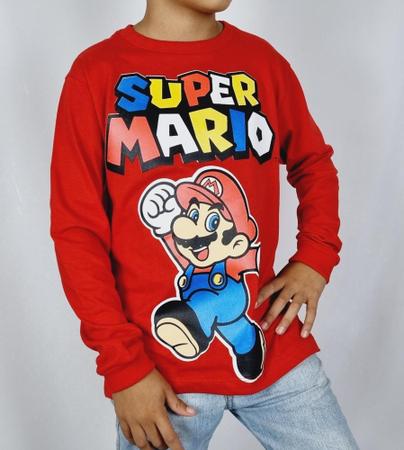 Camiseta Infantil com Estampa do Mario Bros - Tam 3 a 10 Anos Vermelho