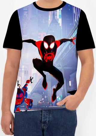 Camiseta Camisa Miles Morales Homem Aranha Preto Menino &8_x000D_